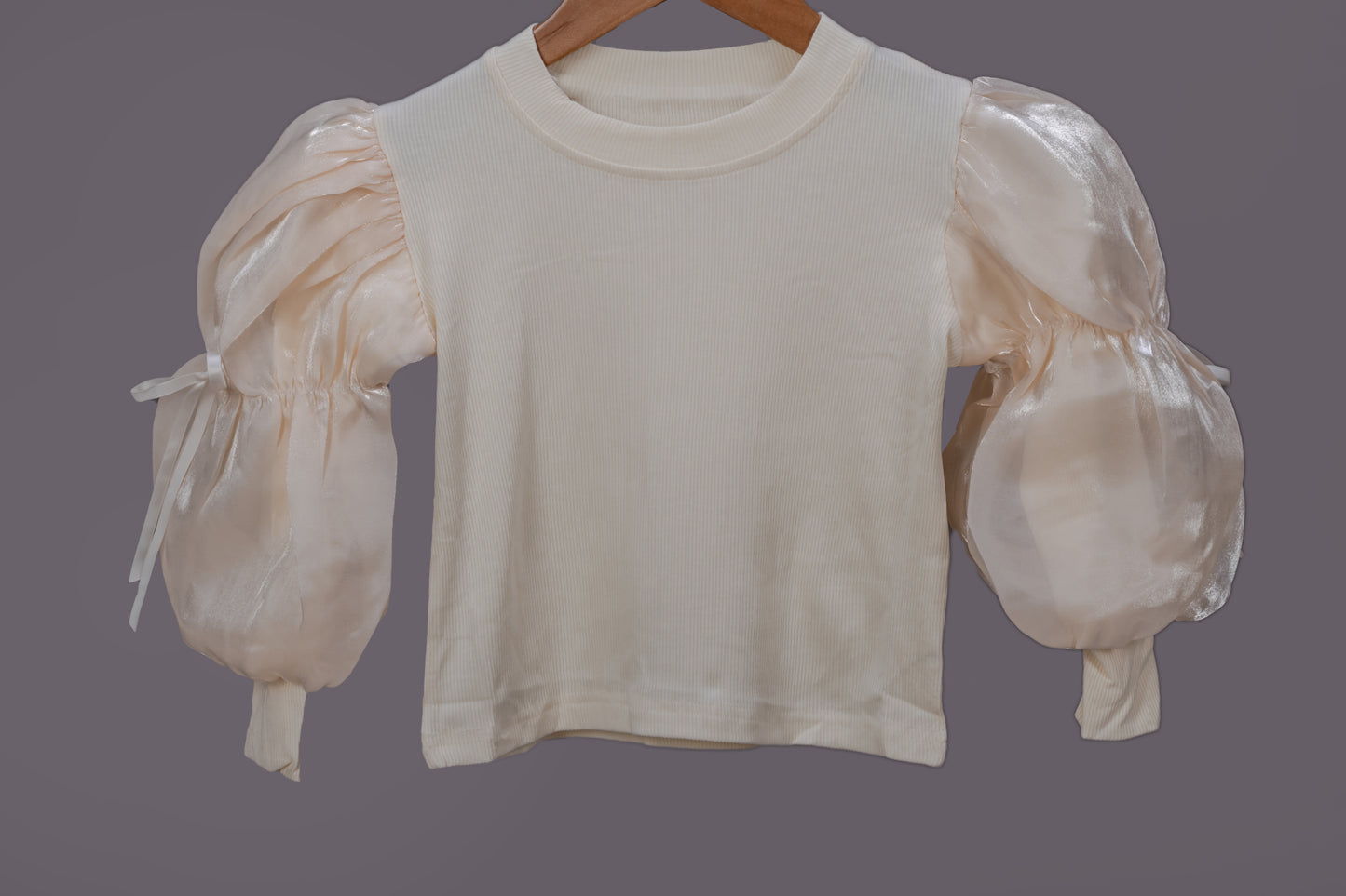 Puff Sleeves Top - Beige